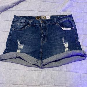 Ripped jean shorts